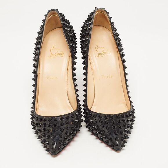 Christian Louboutin Black Patent Leather Pigalle Spikes Pumps Size 39.5 - Picture 3 of 4